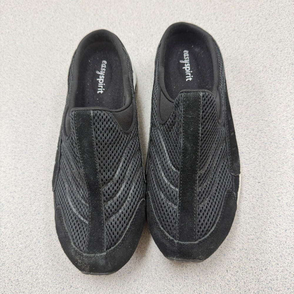 Easy Spirit Traveltime Black Suede Mesh Walking Clogs Mules AJ0312 Womens 10 M